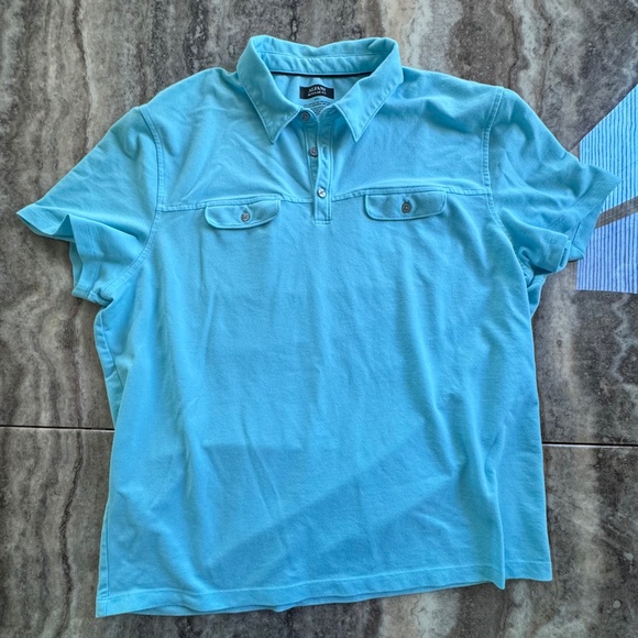 Pre-Owned Men Size XXL Alfani Turquoise Collared Polo Shirt With 2 Front Pockets - Picture 1 of 3